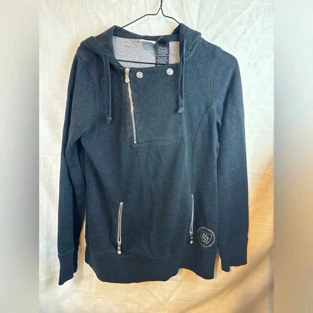 Harley Davidson Zip Women’s Lightweight Hooded Sweatshirt SZ M Black Sparkle
